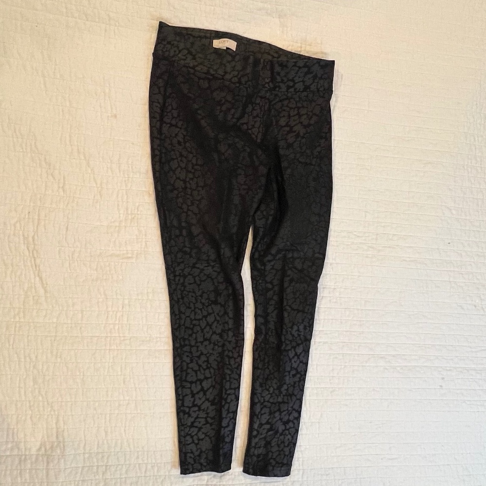 Women's Loft Brand Pants / Black Patterned / Petite